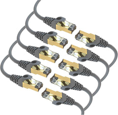 Maximm Cat7 Ethernet Cable, 15 Feet, Grey, 10-Pack - Pure Copper - RJ45 Gold-Plated Snagless Connectors 600 MHz, 10 Gbps. for Fast Network & Computer Networking + Cable Clips and Ties