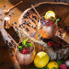 Moscow Mule Copper Mugs - Set of 2-100% HCNDCRAFTED Pure Solid Copper Mugs - 16 Oz, Gift Set With Cocktail Copper Straws, Shot Glass, Stirrer & 2 E-Books by Copper-Bar