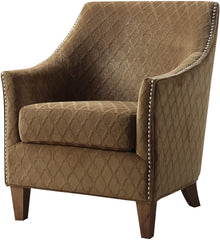 Emerald Home Furnishings Kismet Wembley Buff Accent Chair with Diamond Pattern Fabric And Nailhead Trim