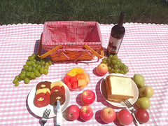 URFORESTIC Picnic Basket Natural Woven Woodchip with Double Folding Handles | Easter Basket | Storage of Plastic Easter Eggs and Easter Candy