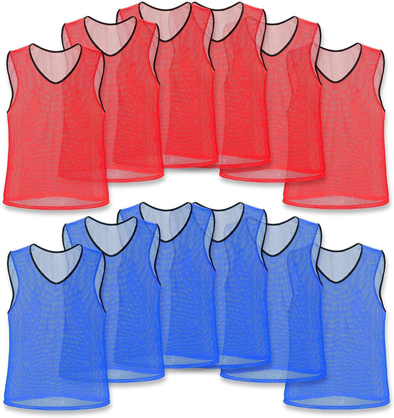 Unlimited Potential Nylon Mesh Scrimmage Team Practice Vests Pinnies Jerseys Bibs for Children Youth Sports Basketball, Soccer, Football, Volleyball (Pack of 12)