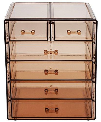 Sorbus Cosmetics Makeup and Jewelry Big Storage Display-Stylish Vanity, Bathroom Case, 4 Large, 2 Small Drawers, Clear