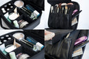 Travel Makeup Bag - Portable Waterproof Toiletry Make Up Bag/Travel Case with Adjustable Dividers for Cosmetic/Makeup Train Case with Hard Cover/Size 9.8" (Black)
