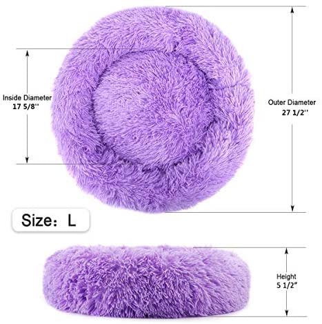Nest 9 Donut Dog Cat Bed, Soft Plush Pet Cushion, Anti-Slip Machine Washable Self-Warming Pet Bed - Improved Sleep for Cats Small Medium Dogs (Multiple Sizes)