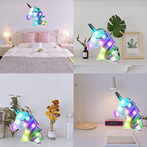 Pooqla LED Unicornio Night Light Lamp Kids Marquee Lights Unicorn Shape Signs Light Up Christmas Party Wall Decoration Battery Operated (Pink)