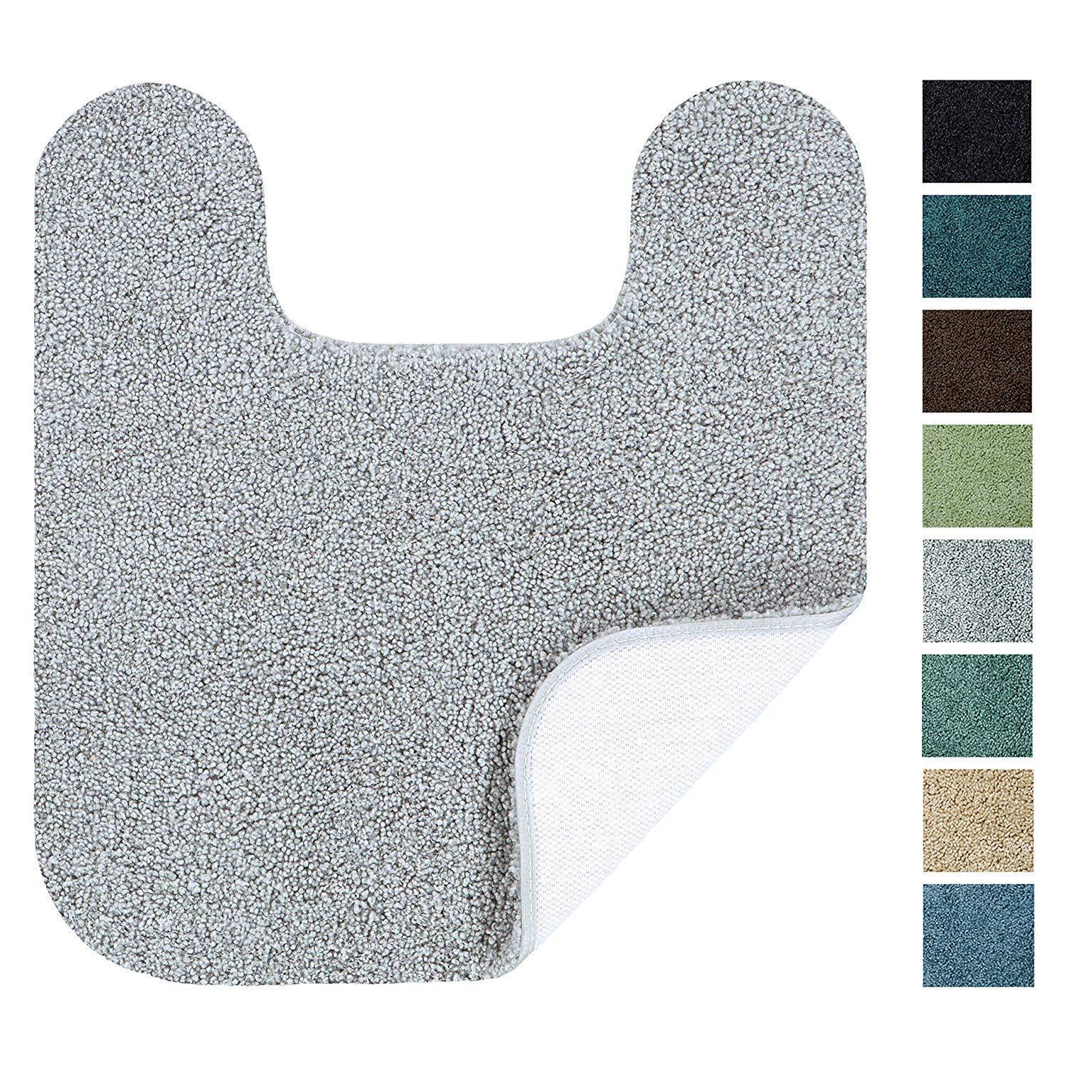 Maples Rugs Bathroom Colorsoft 20" x 21.5" Non Slip Washable Contour Toilet Rug [Made in USA] Soft & Quick Dry for Bath Floor Chocolate Nib