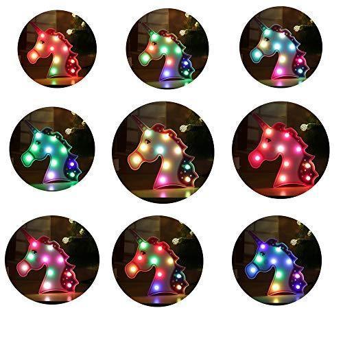 Pooqla LED Unicornio Night Light Lamp Kids Marquee Lights Unicorn Shape Signs Light Up Christmas Party Wall Decoration Battery Operated (Pink)