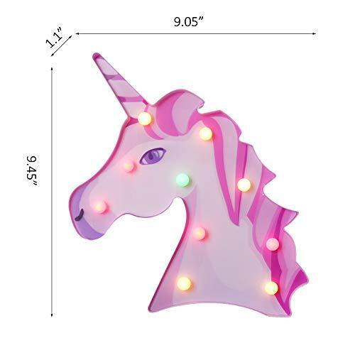 Pooqla LED Unicornio Night Light Lamp Kids Marquee Lights Unicorn Shape Signs Light Up Christmas Party Wall Decoration Battery Operated (Pink)
