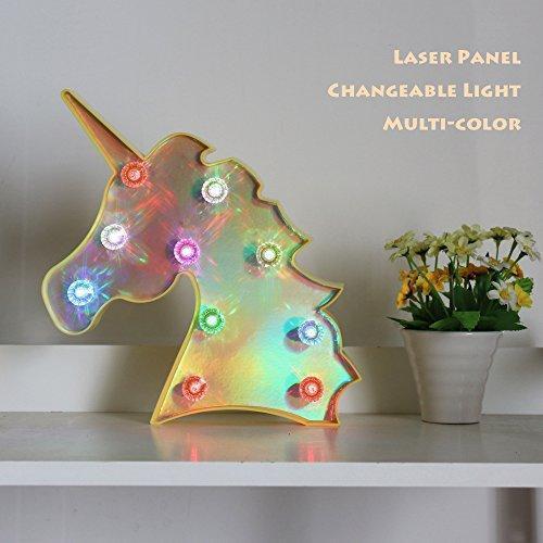Pooqla LED Unicornio Night Light Lamp Kids Marquee Lights Unicorn Shape Signs Light Up Christmas Party Wall Decoration Battery Operated (Pink)