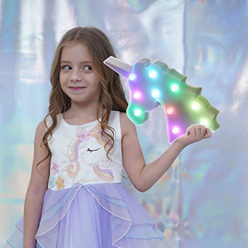 Pooqla LED Unicornio Night Light Lamp Kids Marquee Lights Unicorn Shape Signs Light Up Christmas Party Wall Decoration Battery Operated (Pink)