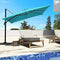 COBANA Offset Rectangular Cantilever Aluminum Patio Umbrella 10 Feet with Cross Base and 360 Degree Rotation, Blue