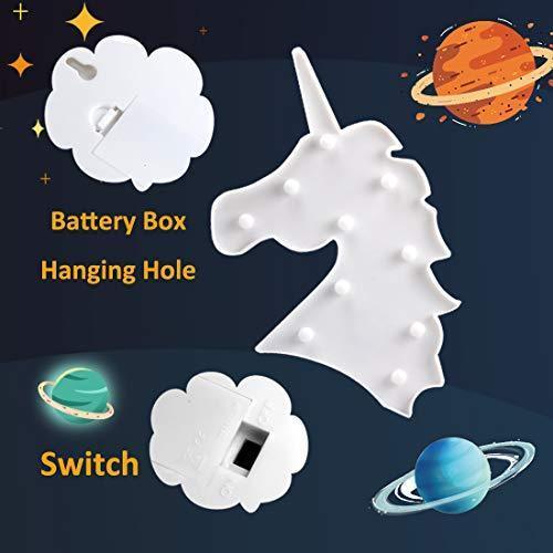 Pooqla LED Unicornio Night Light Lamp Kids Marquee Lights Unicorn Shape Signs Light Up Christmas Party Wall Decoration Battery Operated (Pink)