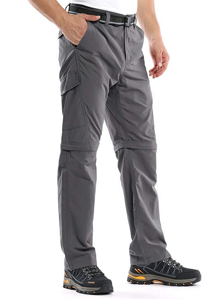 Mens Hiking Pants Adventure Quick Dry Convertible Lightweight Zip Off Fishing Travel Mountain Trousers