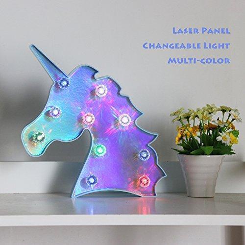 Pooqla LED Unicornio Night Light Lamp Kids Marquee Lights Unicorn Shape Signs Light Up Christmas Party Wall Decoration Battery Operated (Pink)
