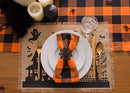 DII Cotton Buffalo Check Table Runner for Family Dinners or Gatherings, Indoor or Outdoor Parties, Halloween, & Everyday Use (14x72",  Seats 4-6 People), Orange & Black