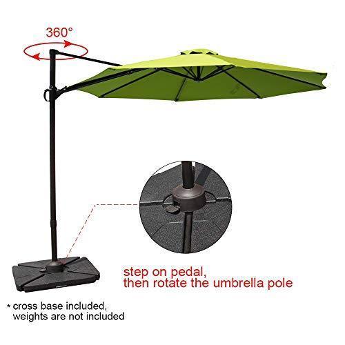 COBANA Offset Rectangular Cantilever Aluminum Patio Umbrella 10 Feet with Cross Base and 360 Degree Rotation, Blue