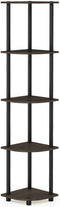 Furinno Turn-N-Tube 5 Tier Corner Display Rack Multipurpose Shelving Unit, Columbia Walnut/Black