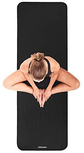 Retrospec Solana Yoga Mat 1" w/ Nylon Strap for Men & Women - Non Slip Exercise Mat for Yoga, Pilates, Stretching, Floor & Fitness Workouts