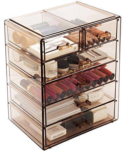 Sorbus Cosmetics Makeup and Jewelry Big Storage Display-Stylish Vanity, Bathroom Case, 4 Large, 2 Small Drawers, Clear