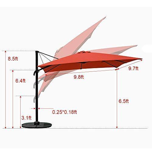 COBANA Offset Rectangular Cantilever Aluminum Patio Umbrella 10 Feet with Cross Base and 360 Degree Rotation, Blue