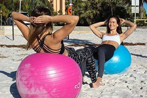 Live Infinitely Exercise Ball (55cm-95cm) Extra Thick Professional Grade Balance & Stability Ball- Anti Burst Tested Supports 2200lbs- Includes Hand Pump & Workout Guide Access