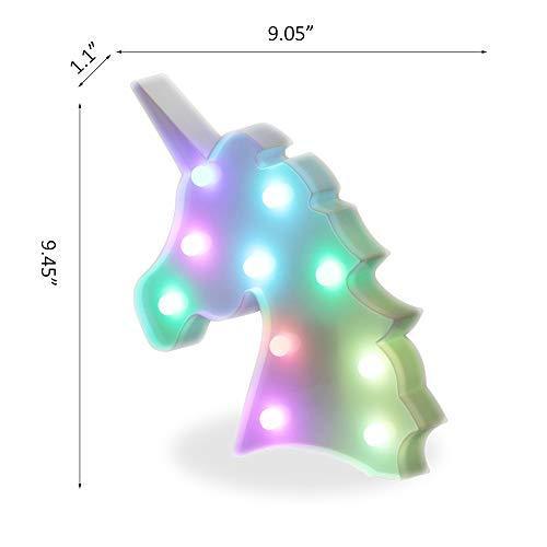 Pooqla LED Unicornio Night Light Lamp Kids Marquee Lights Unicorn Shape Signs Light Up Christmas Party Wall Decoration Battery Operated (Pink)