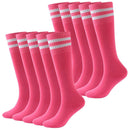 Youth Soccer Socks Fasoar Teens Knee High Football Socks Long Striped Rugby Tube Socks 2/6/10 Pairs