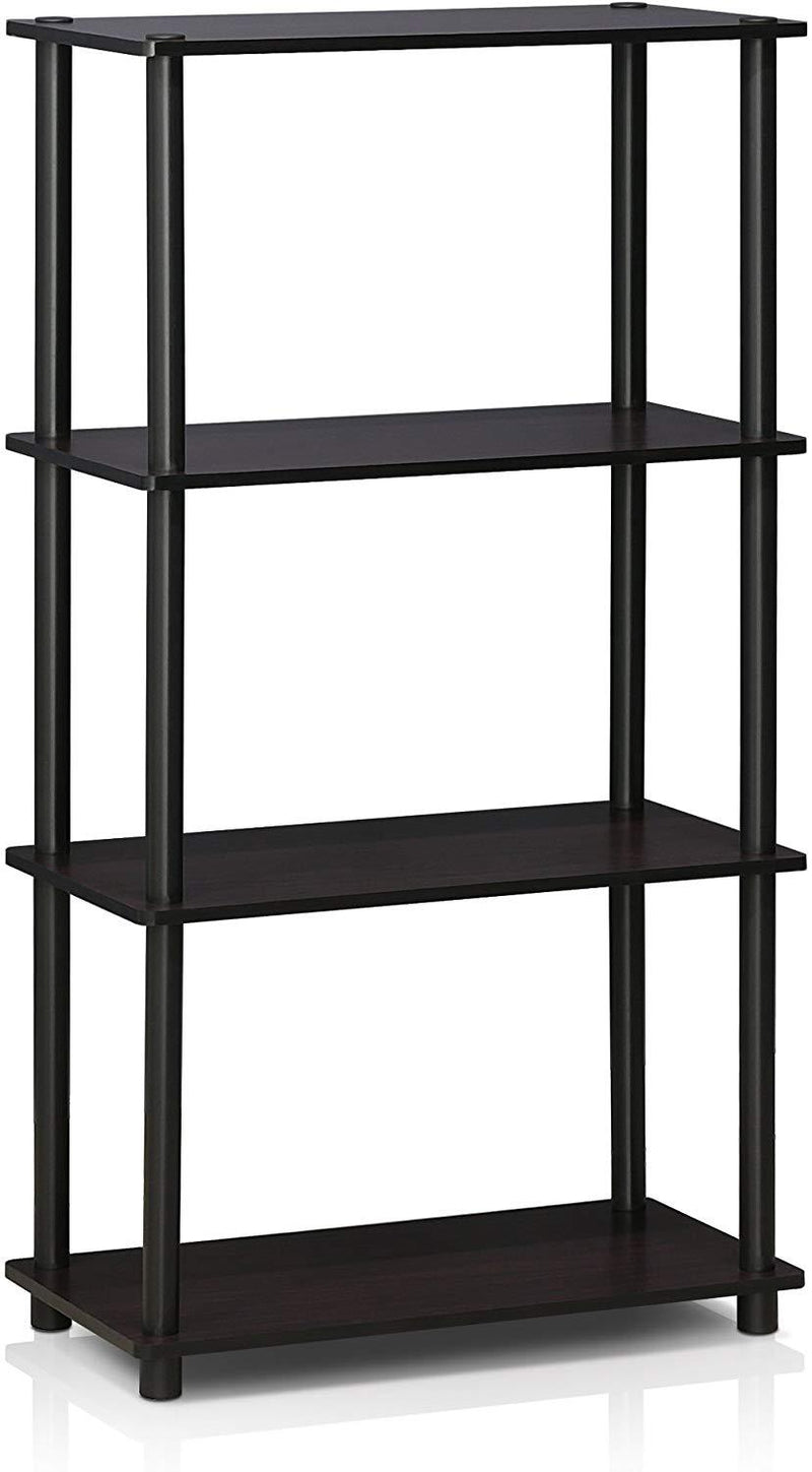 Furinno (99557BK/GY) Turn-N-Tube 4-Tier Multipurpose Shelf Display Rack - Black/Grey