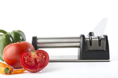 PriorityChef Knife Sharpener for Straight and Serrated Knives, 2-Stage Diamond Coated Wheel System, Sharpens Dull Knives Quickly, Safe and Easy to Use