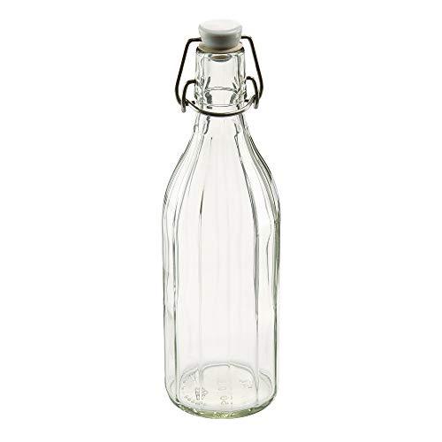 Leifheit 03180AZ 6 Pack of Reusable Glass Bottles with Shackle Lock Stopper | Clear