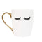 Sweet Water Decor Eyelash Coffee Mug with Gold Handle Microwave Safe Wink Cup Eyelashes Lashes Gift Glam Makeup Face Mugs 16oz Large Mug Makeup Brush Holder