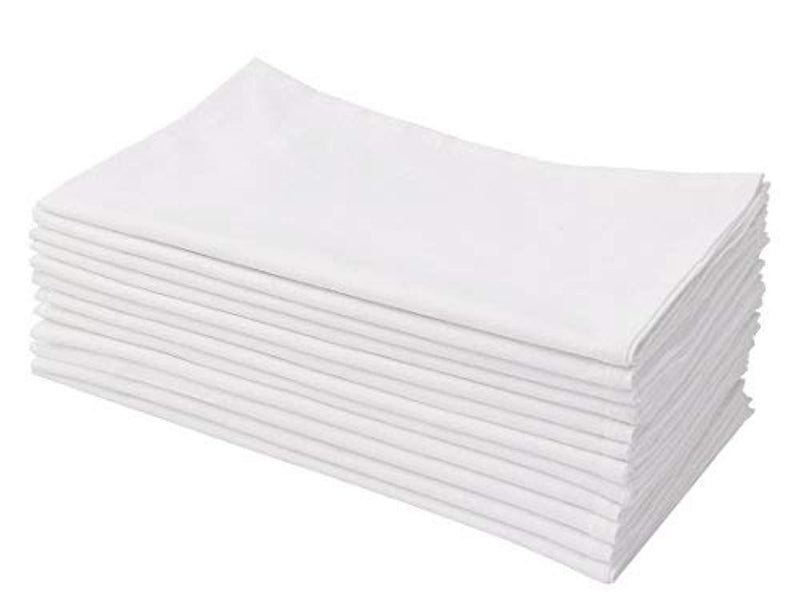 Cotton Craft 12 Pack Flour Sack Kitchen Towel Napkins - 100% Pure Ringspun Cotton - White - 28x28 Heavy Weight 900 Gram / 32 Ounce Woven Low Lint Construction - Multi Purpose & Versatile