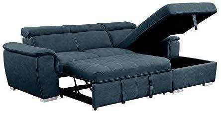 Homelegance Ferriday 98" x 66" Sectional Sleeper with Storage, Blue