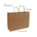 16x6x12" - 50 Pcs - Kraft Paper Shopping Bags, Paper Bags with Handles, Gift Bags, Brown Bags Bulk