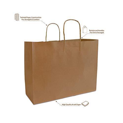 16x6x12" - 50 Pcs - Kraft Paper Shopping Bags, Paper Bags with Handles, Gift Bags, Brown Bags Bulk