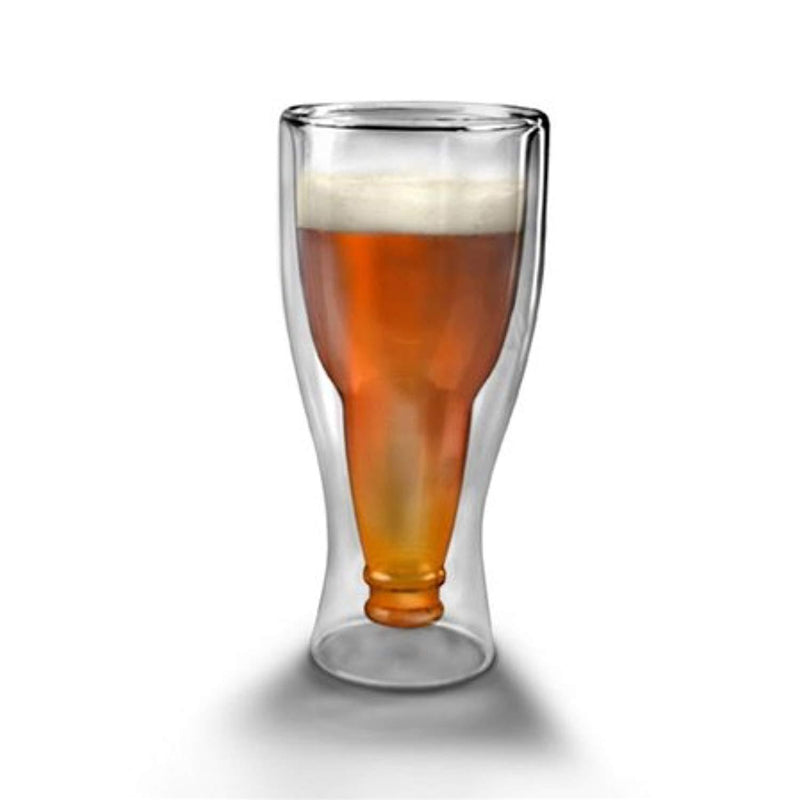 Lily's Home Upside Down Double Wall Beer Glass, Insulated and Ideal for Beer or Other Cold Beverages (12 oz. Each, Single)