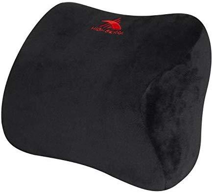 High Sierra HS1434 Full Size Ergonomic Back Support Pillow Relieves Painful Pressure Points Premium Memory Foam Lumbar Cushion for Office Chair, Car, SUV Fits Most Seats