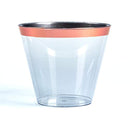 Rose Gold Rim 9oz Glasses ~ Plastic cocktail cups ~ Plastic wine cups ~ Party cups for adults ~ Fancy Disposable Wedding Cups ~ Old Fashioned Tumblers Rose Gold Rimmed Cups
