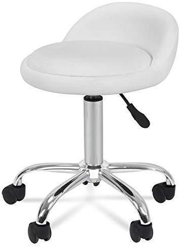 Adjustable Hydraulic Rolling Swivel Salon Stool Chair Tattoo Massage Facial Spa Stool Chair with Back Rest (PU Leather Cushion) (1PCS)