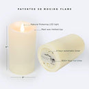 FLAMELESS CANDLES with Realistic Flickering Flame - Authentic Candle Light for a Relaxing, Beautiful home; Real Wax Pillar with Timer, Battery Operated LED, Unscented, Ivory White, 3x5"