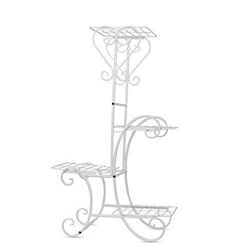 Moutik Corner Metal Flower Holder Racks 4 Tier Shelves for Indoor Outdoor Plant Flower Stand Rack Shelf for Multiple Plants,Black