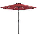 Patio Watcher 9 FT Patio LED Umbrella Solar Powered Outdoor Umbrella, 40 LED with 2 Charge Modes(Solar and Adaptor),250GSM Fabric with Push Button Tilt and Crank,Red