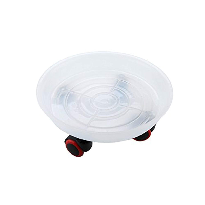 T4U 12" Round Plastic Plant Caddies Flower Planter Pot Stand Pack of 4, Movable Stand with Wheels Rack on Rollers Dolly Holder on Wheels Planter Trolley Casters Rolling Tray Coaster