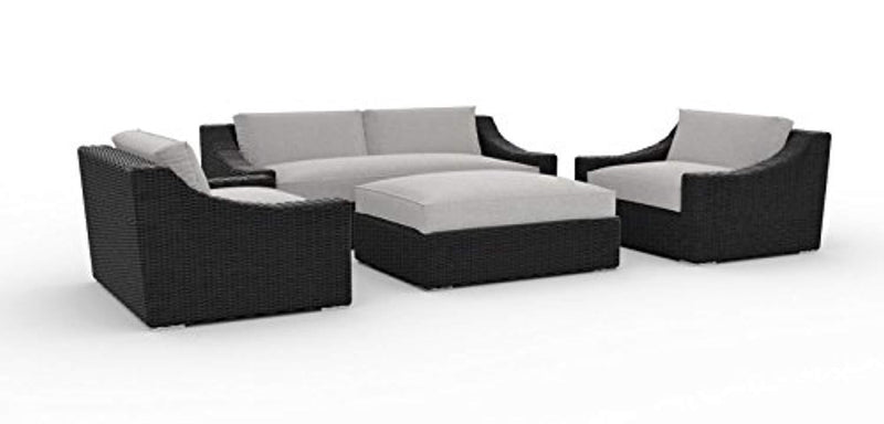 Toja Bretton Outdoor Patio Sofa Set (4 pcs) | Wicker Rattan Body with Sunbrella Cushions (Cast Silver)