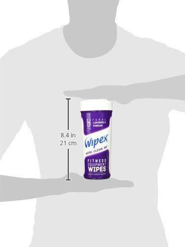 Wipex Natural Gym & Fitness Equipment Wipes, Vinegar & Lavender, 75ct Canister, Great for Yoga Mats, Pilates & Dance Studios, Home & Corp Gym, Peloton & Cycle Bikes, Spas