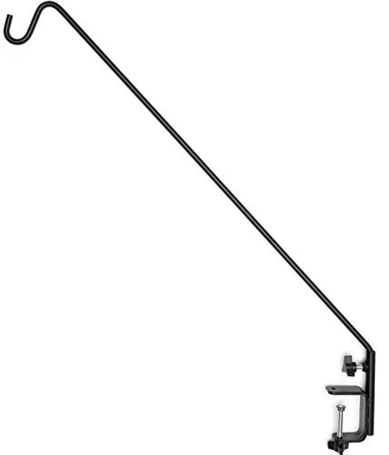 Ashman Heavy Duty Deck Hook - 37 Inch Double Forged Metal Pole & Non-Slip Clamp, 360 Degree Swivel, Ideal for Bird Feeders, Planters, Suet Baskets, Lanterns, Wind Chimes
