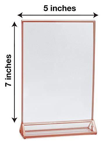 SUPER STAR QUALITY Clear Acrylic 2 Sided Frames With Gold Borders and Vertical Stand (Pack of 6) ) | Ideal for Wedding Table Number Holder, Double Sided Sign, Clear Photos, Menu Holders