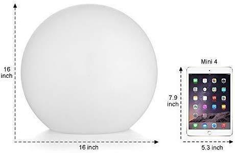 LED Light Ball LOFTEK: 16-inch RGB Colors Light Sphere with Remote Control, Cordless Floating Pool Lights, IP68 Waterproof and Rechargeable Battery, Sensory Toys for Kids, Home, Garden, Party Decor