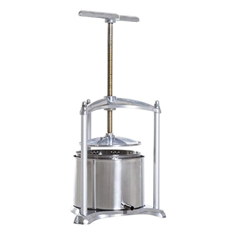 ELIKIDSTO  1.4 Gallon Stainless Steel Manual Fruit Juice and Wine Press - Silver