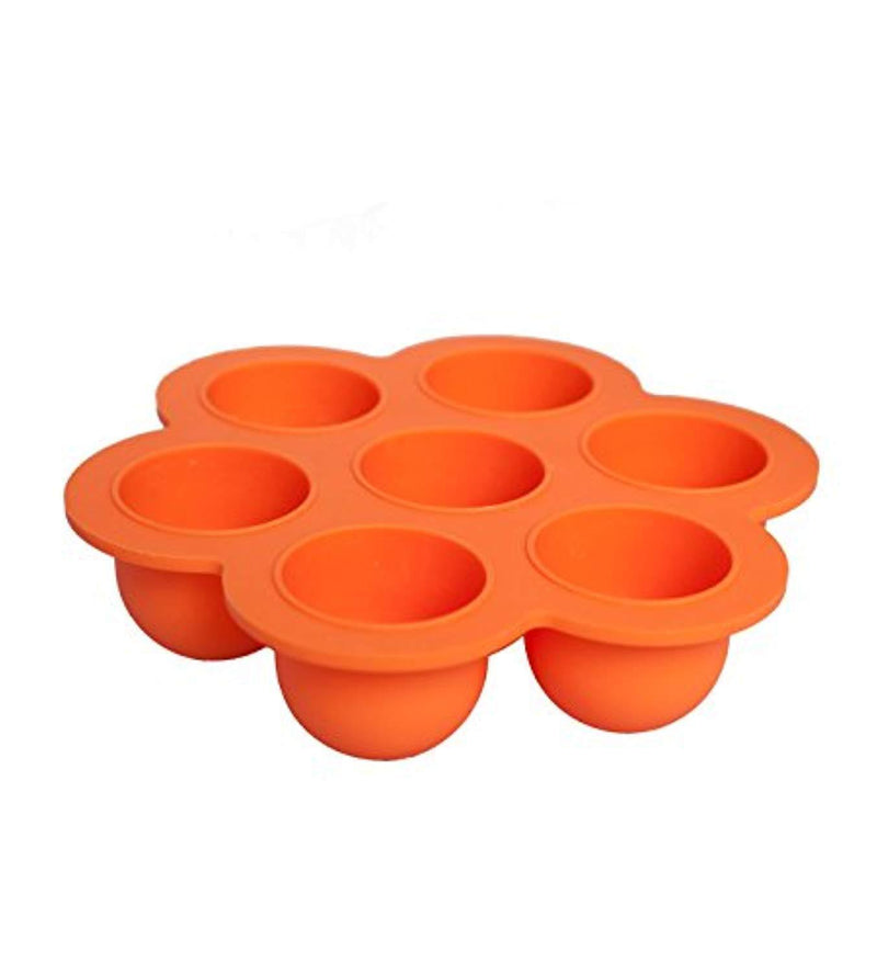 REDNOLIA Baby Food Freezer Tray with Spoon | Best Multiportion Silicone Food Storage Container for Homemade Baby Food Purees and BreastMilk | 7 x 2.5 OZ | BPA-Free | Orange